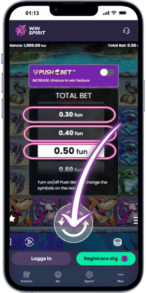 Razor Returns Välj insats och kontrollera Push Bet